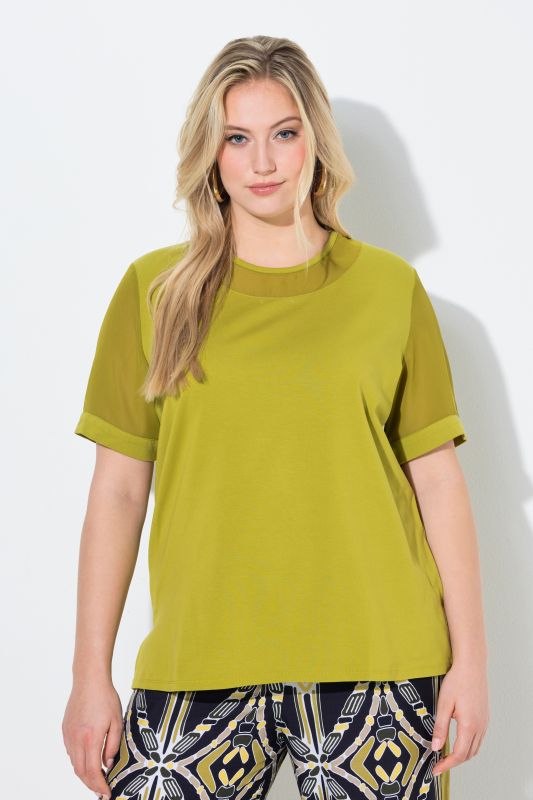 Тениска с прозрачни мрежести акценти