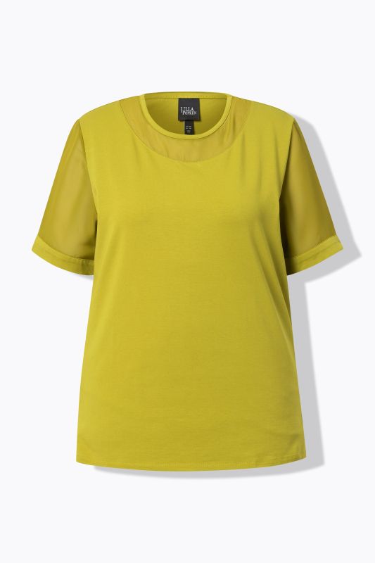 Тениска с прозрачни мрежести акценти