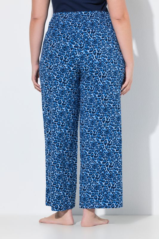 Wide Leg Leopard Print Elastic Waist Pants