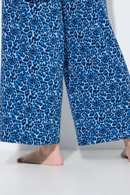 Wide Leg Leopard Print Elastic Waist Pants