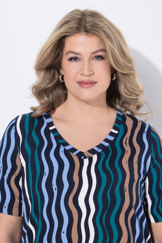 Рокля с принт на вълни памучна