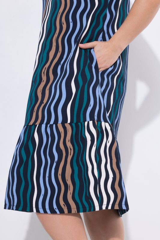 Рокля с принт на вълни памучна