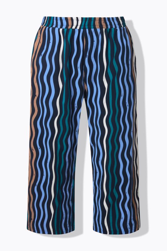 Панталон с широки крачоли и принт на вълни