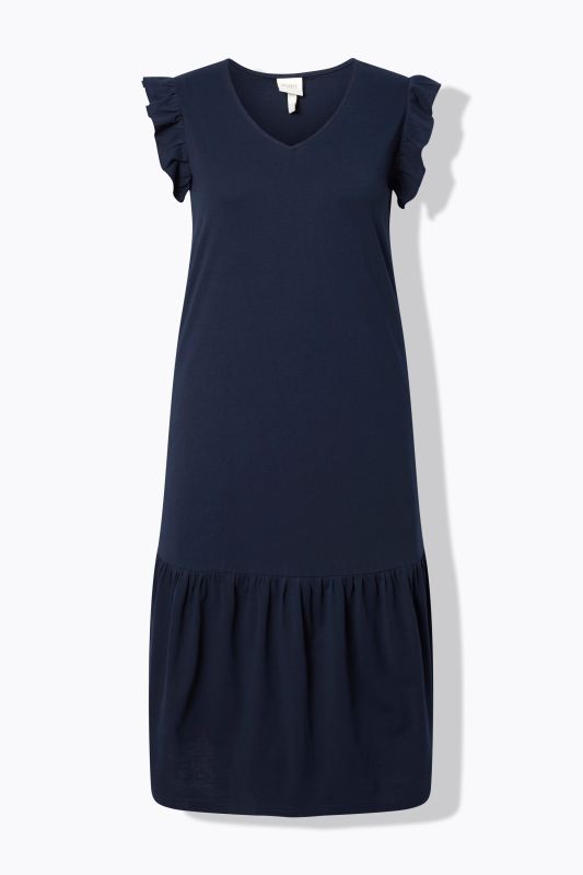 Рокля с къдрави ръкави