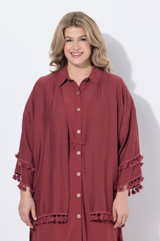 Eco Viscose Tassel Trim Kimono