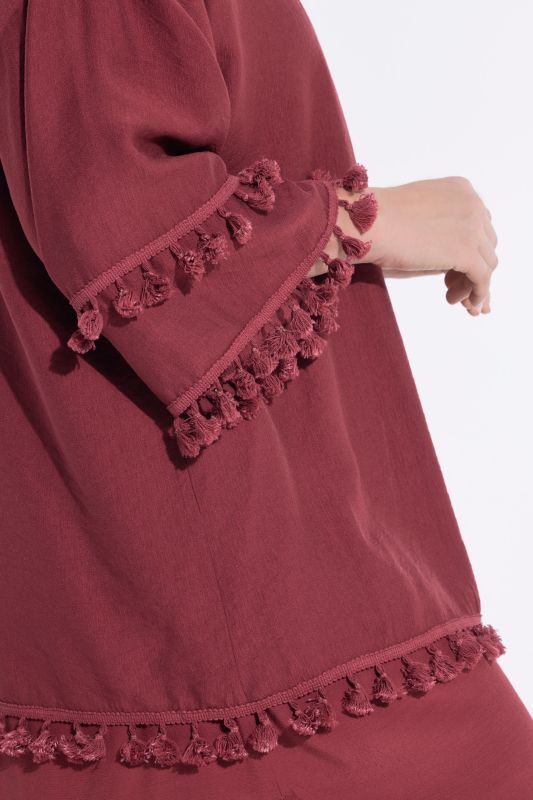 Eco Viscose Tassel Trim Kimono