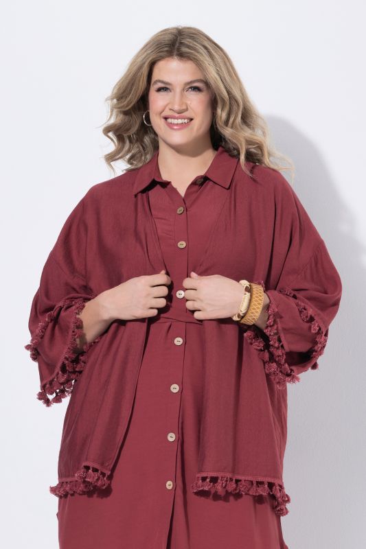 Eco Viscose Tassel Trim Kimono