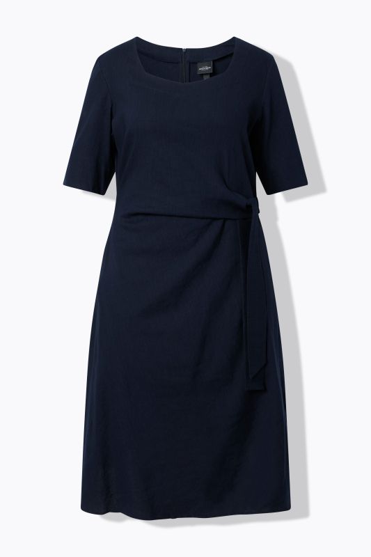 Linen Blend Wrap-Look Pocket Dress
