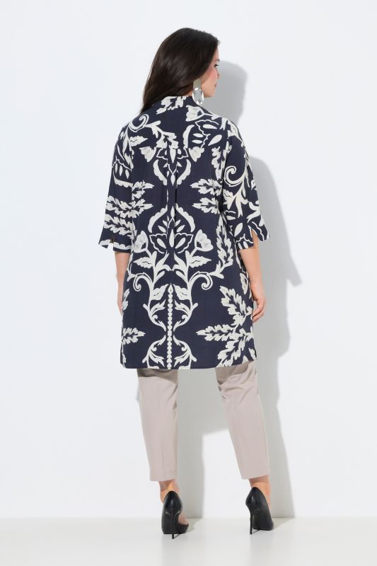 Floral Damask Print Button Down Tunic Dress