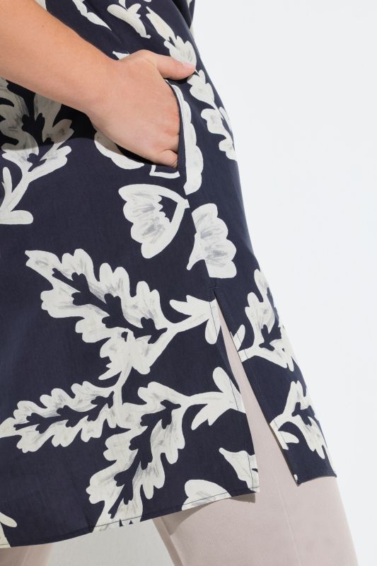 Floral Damask Print Button Down Tunic Dress