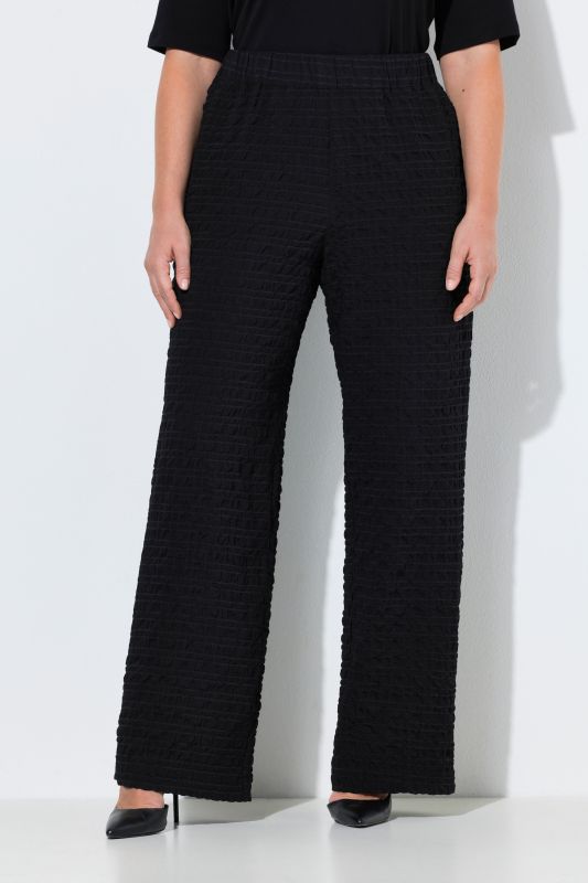 Textured Elastic Waist Wool-Blend Pants