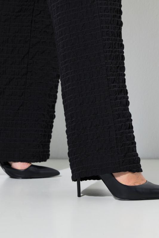 Textured Elastic Waist Wool-Blend Pants