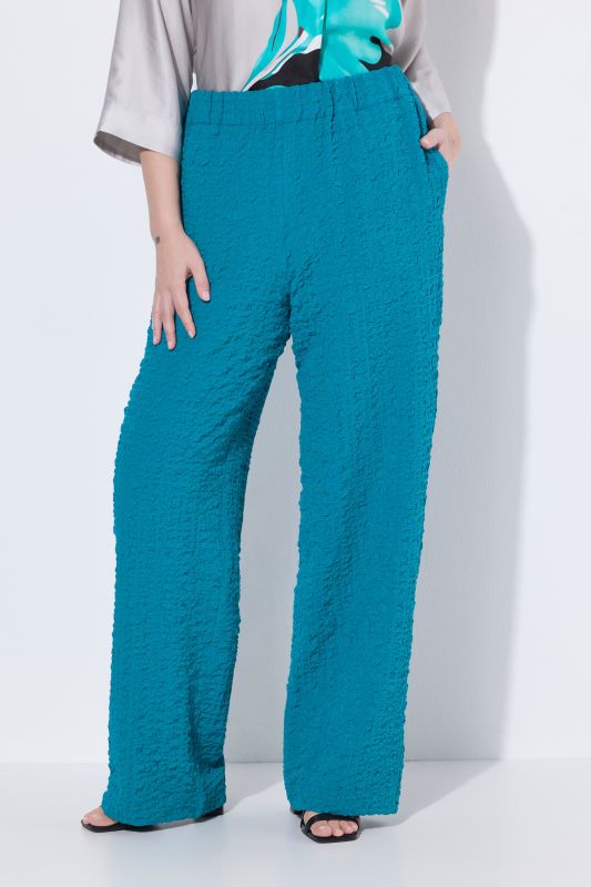 Textured Elastic Waist Wool-Blend Pants