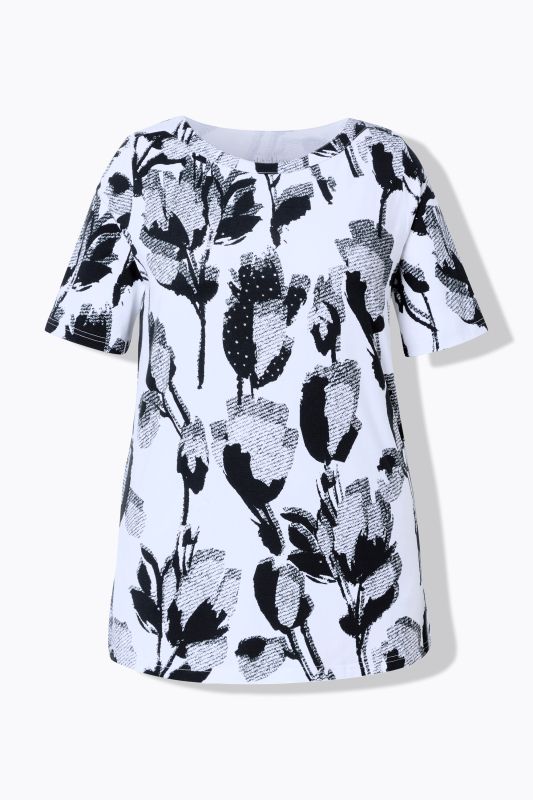 Monochrome Floral Pima Cotton Tee