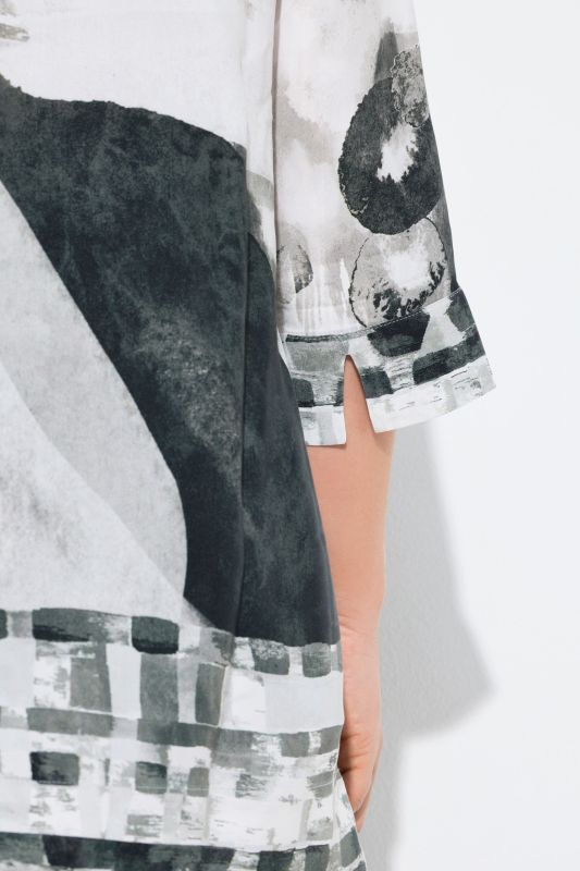 Watercolor Satin Border Print Blouse