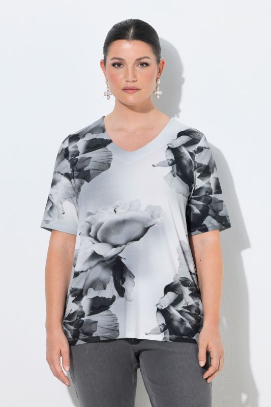 Floral V-Neck Viscose Jersey Tee