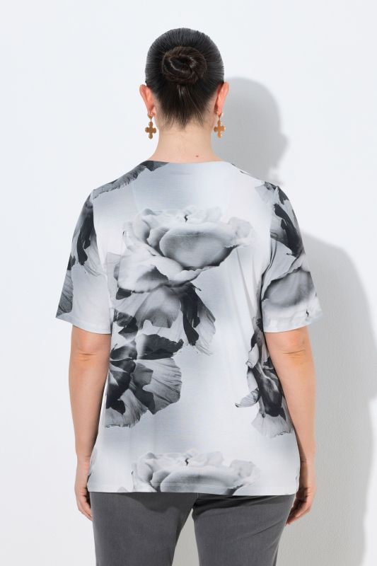 Floral V-Neck Viscose Jersey Tee