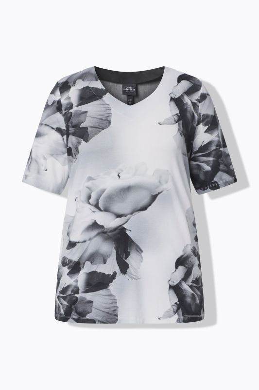 Floral V-Neck Viscose Jersey Tee