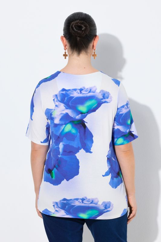 Floral V-Neck Viscose Jersey Tee
