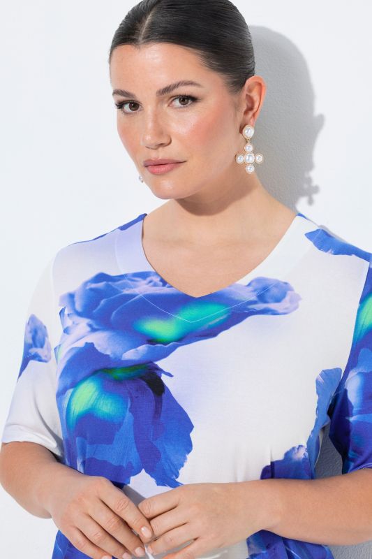 Floral V-Neck Viscose Jersey Tee