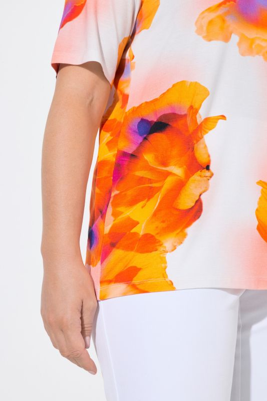 Floral V-Neck Viscose Jersey Tee