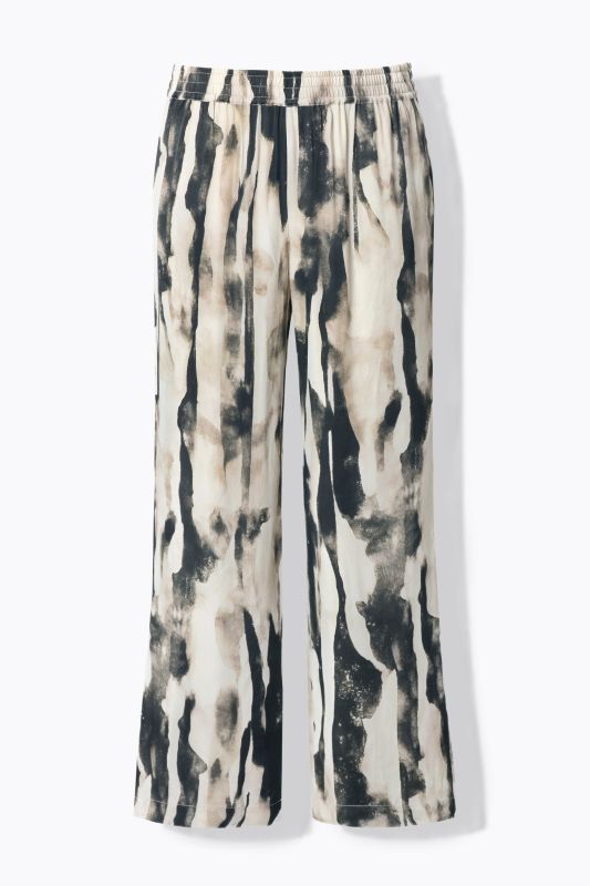 Printed Elastic Waist Satin Pants