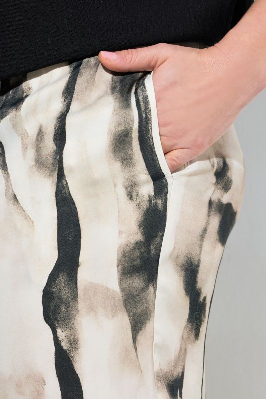 Printed Elastic Waist Satin Pants