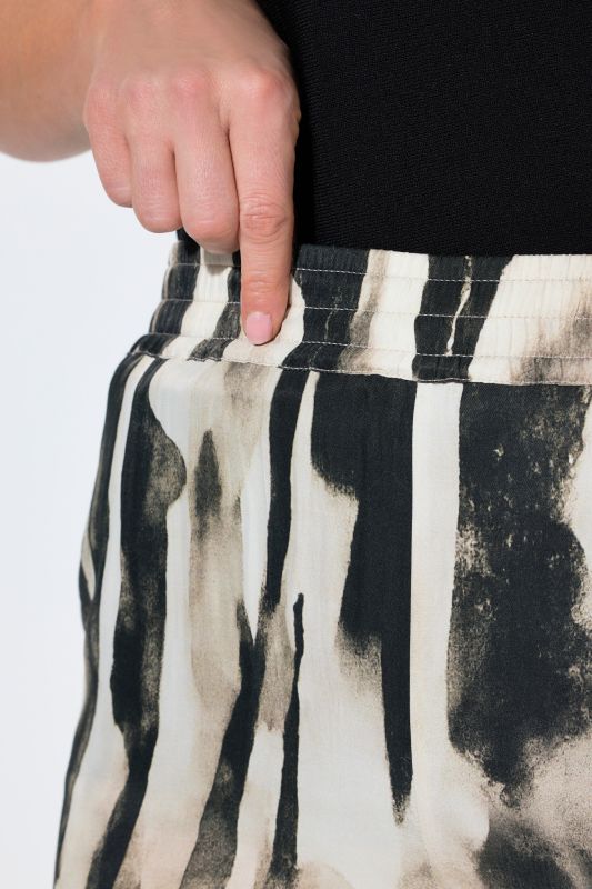 Printed Elastic Waist Satin Pants