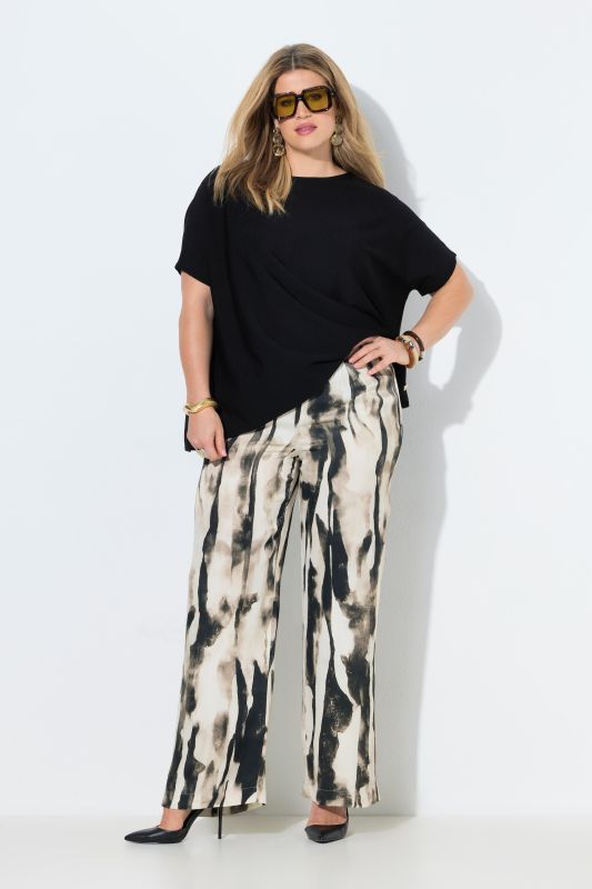 Printed Elastic Waist Satin Pants