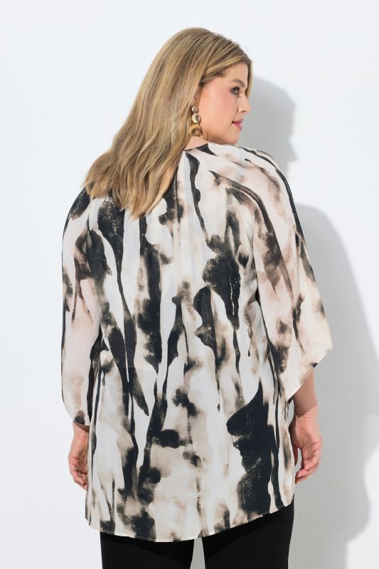 Printed Asymmetric Chiffon Blouse