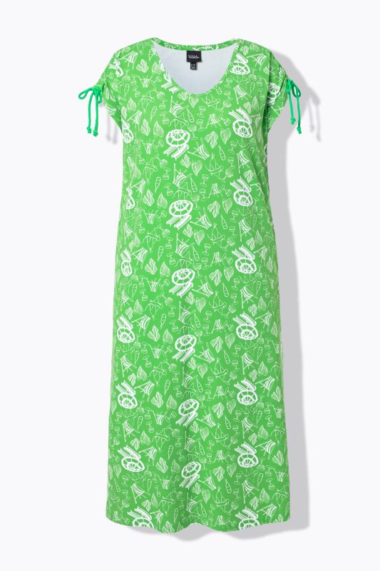 Umbrella Print Adjustable Cap Sleeve Dress