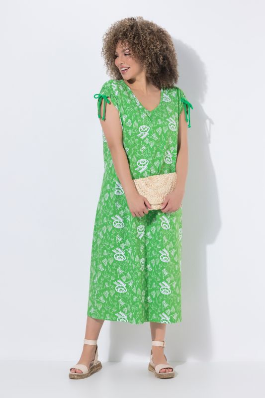 Umbrella Print Adjustable Cap Sleeve Dress