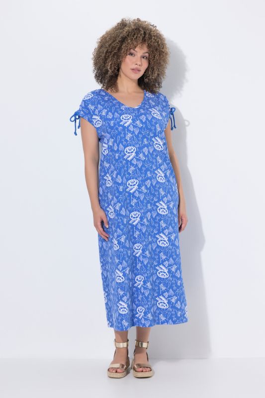 Umbrella Print Adjustable Cap Sleeve Dress