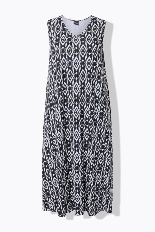 Geometric Diamond Print Sleeveless Dress