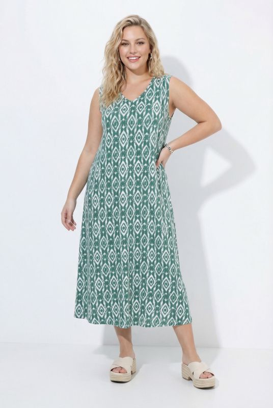 Geometric Diamond Print Sleeveless Dress
