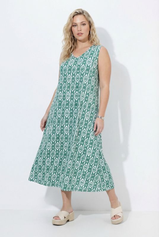 Geometric Diamond Print Sleeveless Dress