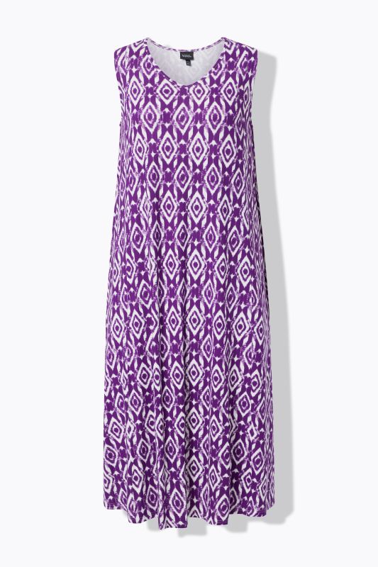 Geometric Diamond Print Sleeveless Dress