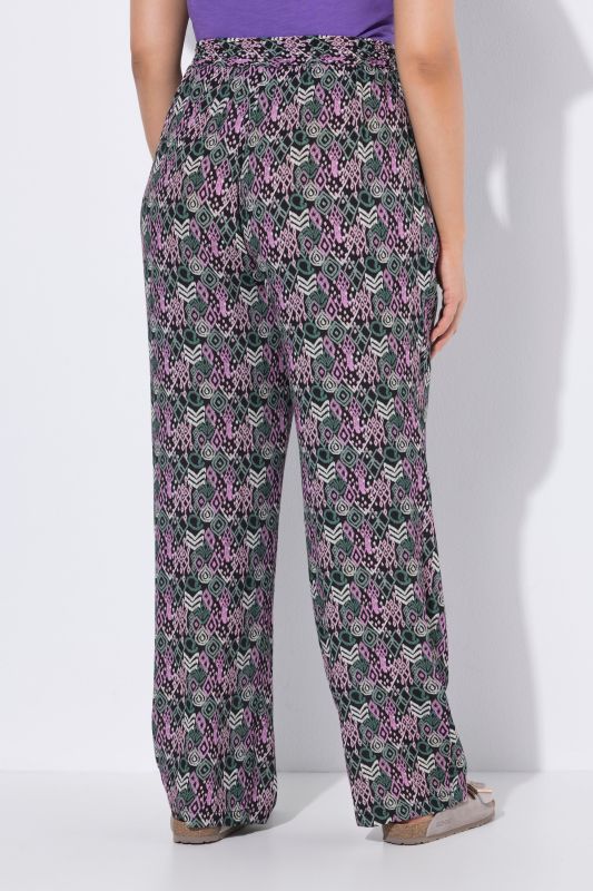 Ikat Print Elastic Waist Pants