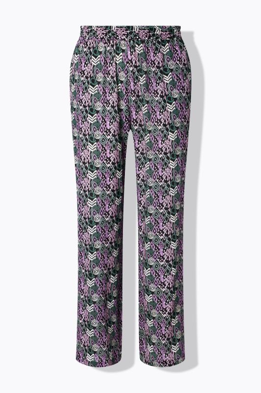 Ikat Print Elastic Waist Pants