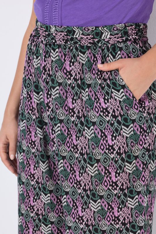 Ikat Print Elastic Waist Pants