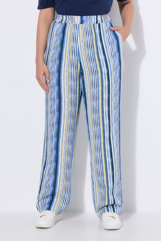 Striped Muslin Elastic Waist Pants