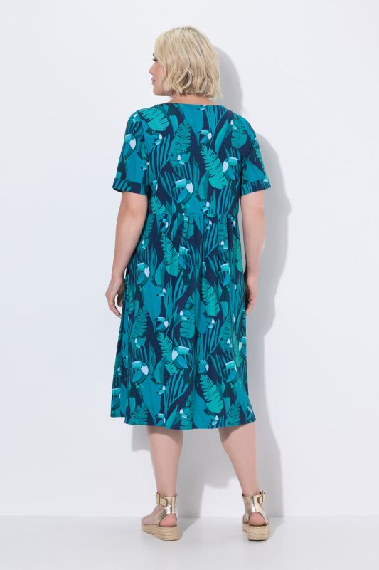 Toucan Print Flared Pocket Dress