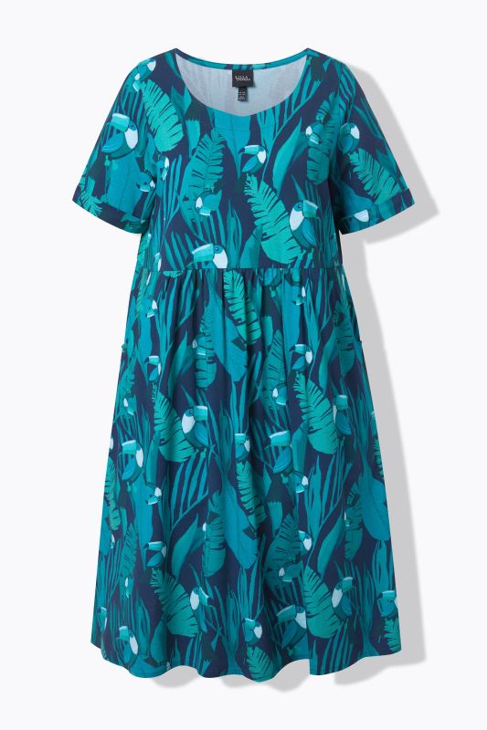 Toucan Print Flared Pocket Dress