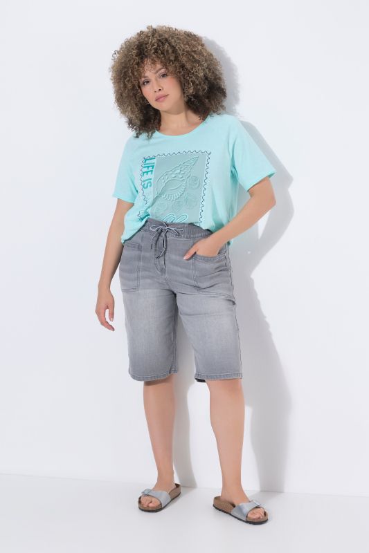 Wide Leg Drawstring Waist Bermuda Shorts