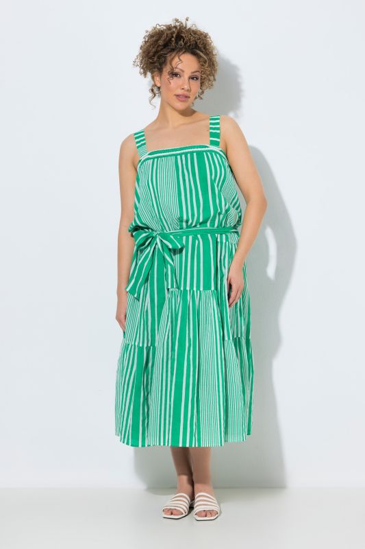 Striped Sleeveless Ruffle Dress