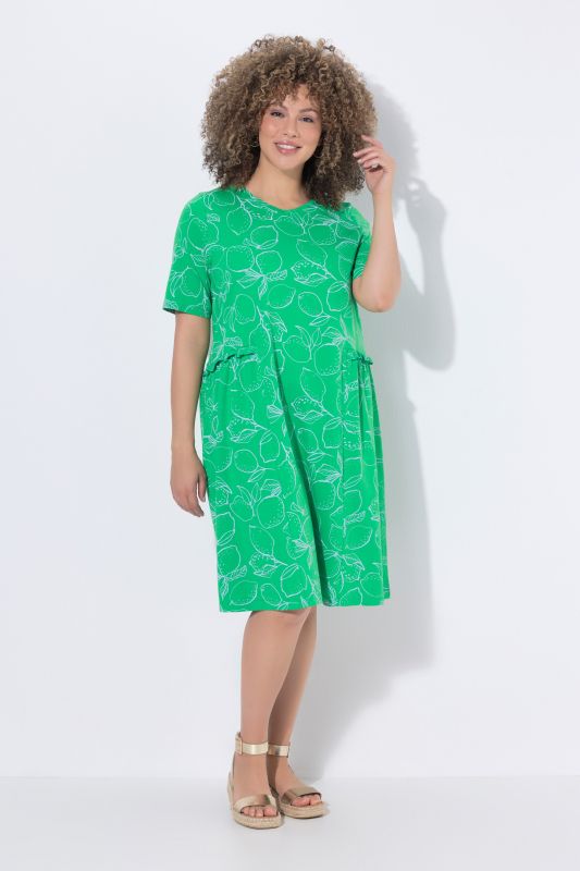 Lemon Print Ruffled T-Shirt Dress