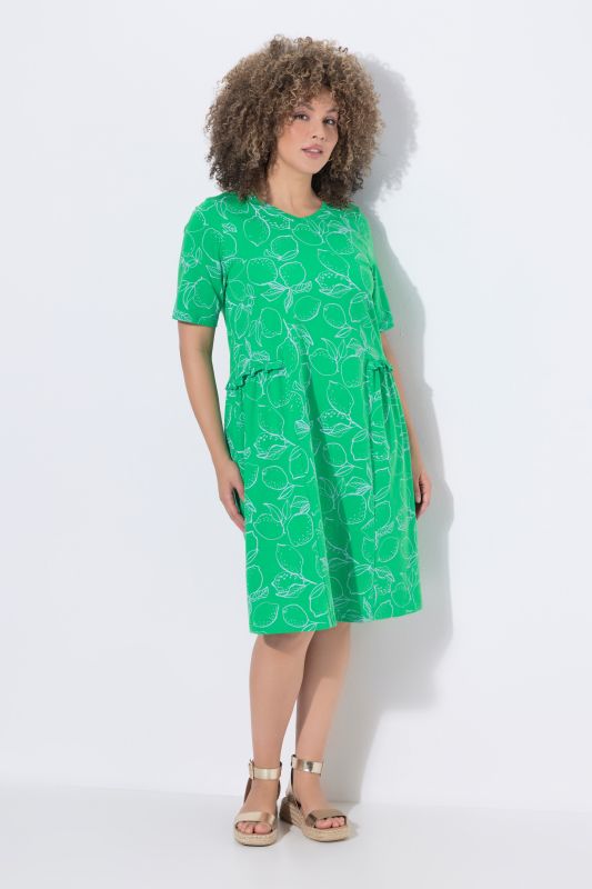 Lemon Print Ruffled T-Shirt Dress