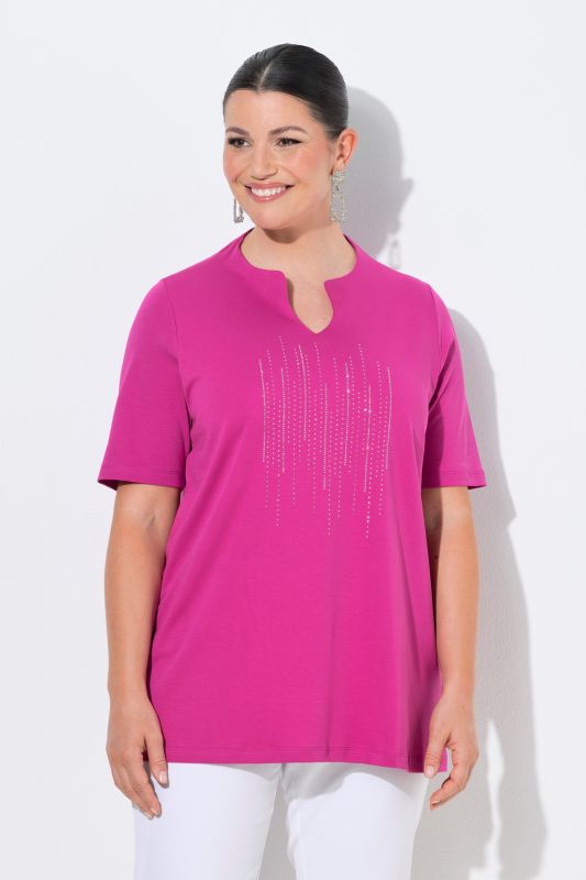 Тениска с декоративни бляскави камъчета