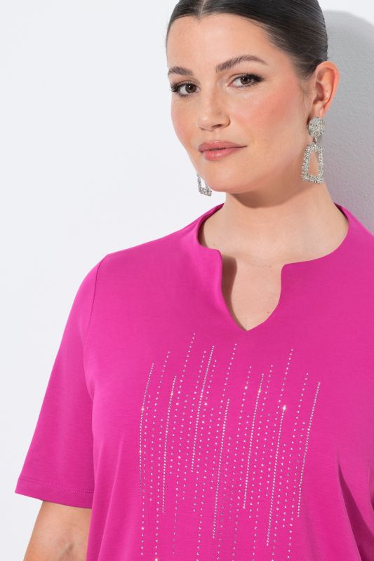 Тениска с декоративни бляскави камъчета