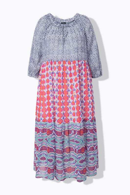 Mixed Print Flounce Panel Dress